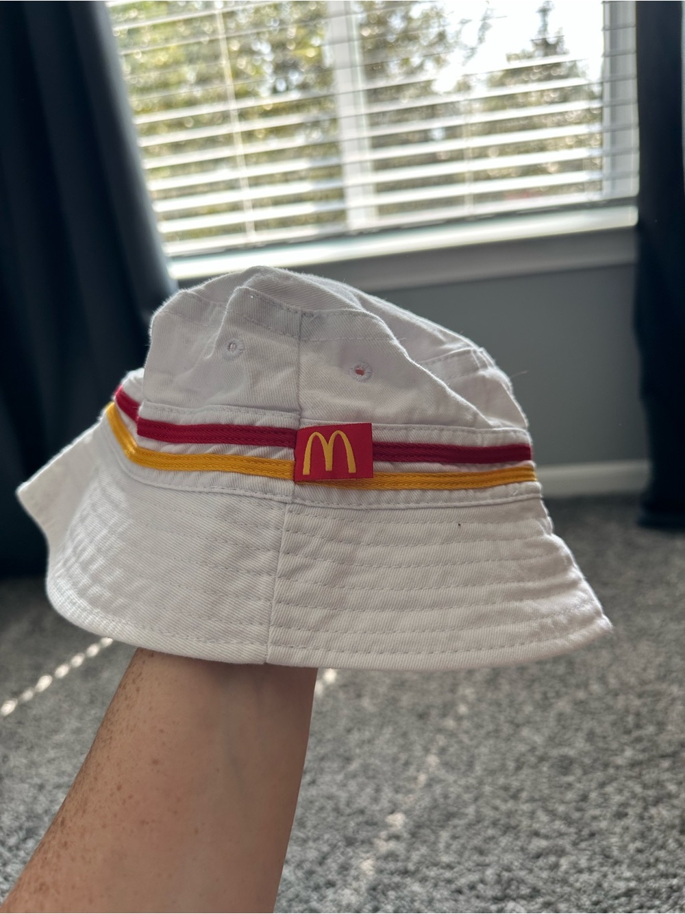 McDonald's White Kids Bucket Hat with Red and Yellow Stripe